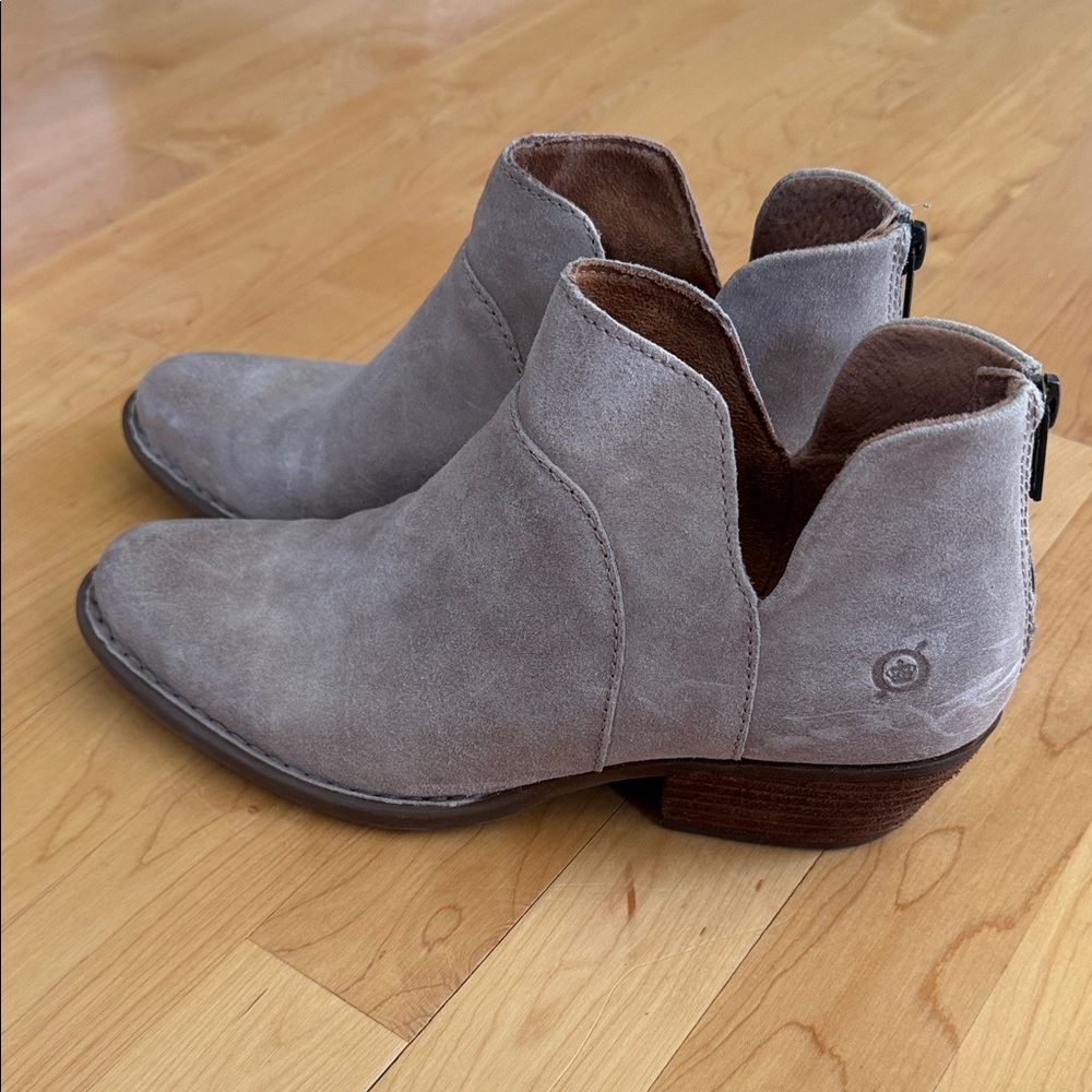 Born Light Taupe Leather Ankle Booties